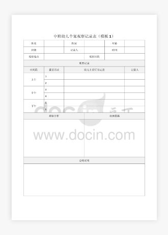 中班美术个案观察记录